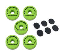 Cympad Chromatics - Set di 5 feltrini per piatti, 40 mm, colore: Verde con cuscinetti ammortizzatori keepdrum