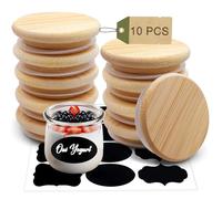 Cymuber - Coperchi per barattoli di yogurt, confezione da 10 coperchi per barattoli di yogurt a prova di perdite, coperchi in legno per barattoli di vetro per yogurt, coperchi riutilizzabili in bambù
