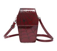 Cymwer Borsa a Tracolla a Forma di Bara Gotica per Donna Borsa a Tracolla con Ragnatela in Pelle PU Tracolla Regolabile per Halloween Cosplay (Rosso)