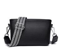Cymwer Borsa a tracolla in pelle di vacchetta primo strato Borsa a tracolla da donna alla moda Morbida tinta unita Casual Semplice Portatile per le vacanze del fine settimana (Nero)