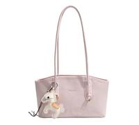 Cymwer Borsa a tracolla in pelle PU, tote versatile e elegante con ciondolo, grande capacità, stile casual e retrò, manico lungo, per donna, shopping e incontri (Rosa)