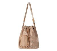 Cymwer Borse casual da donna Temforamento alla moda Borsa a tracolla da donna di capacità con coulisse in nylon Borse for la spesa quotidiana resistenti all'usura (Beige)