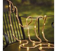 Cymwer Corda di canapa, luci creative a LED, corda di canapa IP65, impermeabile, con funzione di memoria, alimentata a solare/a batteria, per esterni, giardino, patio, balcone, decorazione