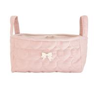 Cymwer Cosmetic Storage Basket Floral Bow Desktop Storage Organiser with Partition for Home Travel Countertop Dresser Little Items (Pink)