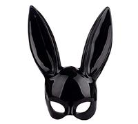 Cymwer Maschera da coniglio, 35,6 x 17,8 cm, maschera da coniglietto in maschera, nero/bianco, for adulti, maschera con orecchie lunghe, accessorio for feste in maschera, compleanno, Pasqua,