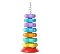 Cymwer Set di Anelli Arcobaleno con Rotazione a Pile per Bambini, Gioco Educativo Precoce per Sviluppo Motorio, Giocattolo Sensoriale con Rotori, Anelli da Pila e Risoluzione Problemi -7 Tier-1PCS