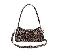 Cymwer Shoulder Bag for Women Leopard Print Crossbody Bag PU Leather Removable Shoulder Strap Handbag Satchel Purse for Work Travel (Khaki)