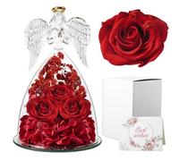 Cynrikah Rosa Stabilizzata, Vera Regalo Donna Rose Stabilizzate con Angelo di Vetro Statuette Regalo Natale San Valentine Angelo Custode Anniversario Regali Compleanno Donna Moglie Madre (Rosso)