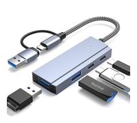 CYNTECH Hub USB 4 in 1: porte USB-A e USB-C, trasferimento dati da 5 Gbps, compatibile con MacBook Pro/Air, Dell XPS, Lenovo Thinkpad, laptop HP e altro