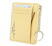 Cynure Porta Carte Minimalista Sottile da Donna per 8 Carte Portamonete Portachiavi Tasca Frontale Portafoglio,giallo
