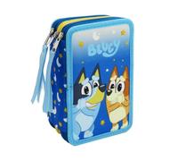 CyP Brands-Bluey - Astuccio a 3 ripiani con materiale scolastico, astuccio completo con licenza ufficiale, matite, penne, righello e altro ancora