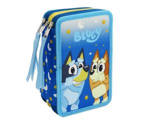CyP Brands-Bluey - Astuccio a 3 ripiani con materiale scolastico, astuccio completo con licenza ufficiale, matite, penne, righello e altro ancora