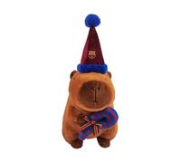 CyP Brands- FC Barcelona, peluche capibara con cappello da Babbo Natale, morbido e tenero pupazzo natalizio, regalo originale per bambini e adulti