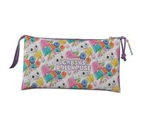 CYPBRANDS Gabby- Astuccio Triplo, Astuccio, 5 Scomparti, Scuola Materna, Astuccio, Gabby, Pandy Patitas, Colore Viola, Prodotto Ufficiale (Marchi CyP)