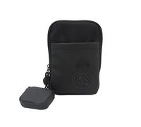 CYPBRANDS - Borsa a tracolla, borsa a mano, portafoglio, marsupio, AirPods, nera, prodotto ufficiale Real Madrid