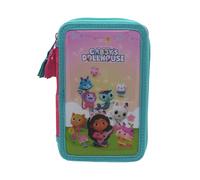 CYPBRANDS CyP Brands-Gabby, astuccio a 3 scomparti, con materiale scolastico, fata, astuccio scolastico completo, licenza ufficiale, per bambini e bambine, multicolore