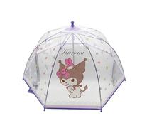 CyP Brands - Hello Kitty, Sanrio Kuromi, Ombrello per bambini, Manuale, Trasparente, Tipo a bolla, 48 cm, Licenza ufficiale, Resistente al vento
