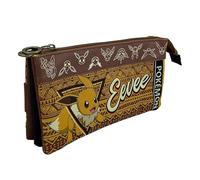 CYPBRANDS Marchi CyP- Pokémon - Astuccio triplo, astuccio, 5 scomparti, materiale scolastico, custodia trolley, Eeve, colore marrone, prodotto ufficiale