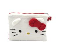 CyP Brands Hello Kitty, Sanrio, borsa da bagno, peluche, reversibile, Kuromi e Hello Kitty, colore: bianco e nero, prodotto ufficiale, Bianco/nero, Sanrio Hello Kitty - Beauty case peluche Hello