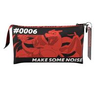 CYPBRANDS - Pokémon - Astuccio triplo, astuccio multiuso, 5 scomparti, materiale scolastico, trolley, Charizard, nero, prodotto ufficiale