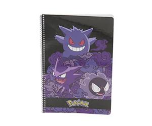 CYPBRANDS Pokémon-Taccuino, formato Folio, Gengar, griglia, 4 x 4 mm, materiale scolastico, colore: viola, prodotto ufficiale
