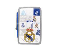 CYPBRANDS - Real Madrid, Astuccio, Astuccio a 3 scomparti, Materiale scolastico, Multicolore, Prodotto ufficiale