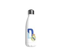 CYPBRANDS Real Madrid - Bottiglia d'Acqua in Acciaio Inox, Chiusura ermetica, con Motivo Lettera D in Blu, 550 ml, Colore: Bianco, Prodotto Ufficiale