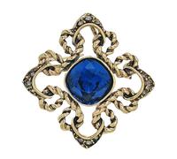 CYPINA Splendida spilla vintage blu con strass Art Nouveau con croce gioiello