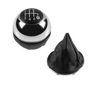 CYPMDW Auto Pomello Cambio Testa Leva Pallamano Per Fiat 500 500C 2007-2018 | Marce Pomelli Leva Custodia copri stivale(2pcs chrome 6speed)