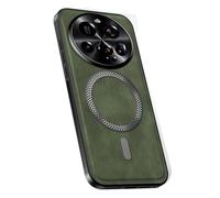 CYPOSLDN Custodia Magnetica Per Xiaomi 15/15 Pro/15 Ultra, Sottile E Minimalista, in Pelle Retrò, Con Protezione Completa Dell'obiettivo E Antigraffio.,15 Ultra,Green