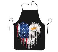 Cyprus America Hearts Cypriot Flag Uomo Donna Grembiule Resistente Grembiule da Cucina Regolabile Grembiuli da Chef per Ristorante Bar Giardinaggio