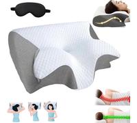 Cyqfei Cuscino Cervicale, Cuscino per Alleviare il Dolore, Cuscino Ergonomico Cervicale per Dolore Collo x Chi Dorme di Lato (Grigio)