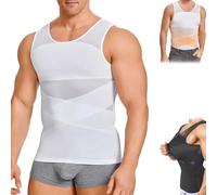 Cyqfei SculptBody - Shaper Vest 2.0, Double Compression SculptCore Men's Body Shaper, Mens Compression Shirt for a Slimmer Look (White, 4XL)
