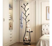 CYQQRDZSW Attaccapanni in Metallo, Appendiabiti da Terra, Coat Rack con Cestino Portaoggetti può Appendere Vestiti, Cappelli(Black)
