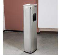 CYQQRDZSW Pattumiera in Acciaio Inossidabile con Portasigarette, Posacenere da Esterno con Coperchio, Grande Pattumiera per Hotel, Shopping e Uso Domestico(Silver)
