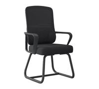 CYQQRDZSW Sedia Scrivania Senza Ruote, Sedia Ufficio Ergonomica, Sedia da Computer in Rete con Schienale Medio e Supporto Lombare, Poltrona Adatta per Sala d'attesa, Lounge, Formazione(Black)