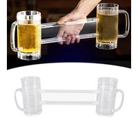 Cyrank Boccale di Birra Siamese, Doppio Boccale di Birra Siamese in Acrilico con Impugnatura Ergonomica Bicchieri di Birra Trasparenti Infrangibili Per Feste da Bar KTV