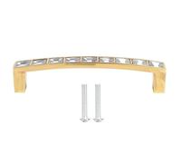 Cyrank Maniglie in cristallo dorato, maniglie per porte in cristallo trasparente con maniglie a doppio foro per armadio, cucina, camera da letto