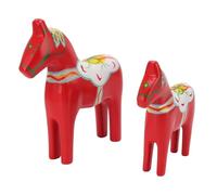 Cyrank Set di 2 Cavallo Dala Svedese in Legno, 9.3 "/ 7.3" Dipinti a Mano Dala Cavallo Regali Dalecarlian Cavallo Statua Figure Artigianale Svezia Stile Dala Cavallo Decorazione Casa per la Casa