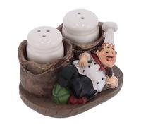 Cyrank Set saliera e pepiera, grazioso organizer per spezie con supporto, statuetta rustica da chef di campagna decorativa decorazione da cucina