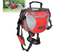 Cyrank Zaino da Escursionismo per Cani, Imbracatura per Zaino per Cani Borsa da Sella per Cani con Tasche Laterali per Cani di Piccola Taglia e Media Taglia(L-Rosso)