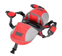 Cyrank Zaino per Escursioni per Cani, Zaino per Cani Imbracatura per Cani da Sella per Escursioni con Tasche Laterali per Cani di Piccola Taglia e di Medie Dimensioni (M-Rosso)