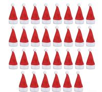 CYRENT 30 mini cappelli di Babbo Natale in feltro per artigianato piccoli cappelli di Natale, 6 x 12 cm, decorazione in tessuto non tessuto per stoviglie e mini ornamenti, decorazione rossa per le