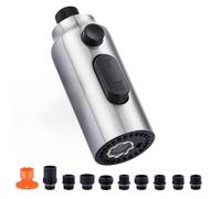 CYRENT 304 Acciaio Inox Pull Down Rubinetto Cucina Testa Spray 3 Modalità Nero con 14 Adattatori (Spazzolato)