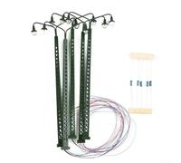 CYRENT 5pcs Modello Ferroviario Luci LED Lampada Post per HO OO Scala Treno Layout Street Scene Metal Mast 100mm
