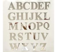 CYRENT Adesivi da parete a specchio in acrilico, 26 lettere dell'alfabeto inglese, argentate, fai da te, soggiorno, camera da letto, casa, ufficio, decorazione murale (W)