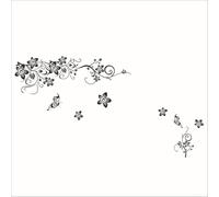CYRENT Adesivi murali a forma di farfalla con fiori rampicanti, rimovibili, decorazione artistica per la casa, decorazione fai da te, in PVC nero, 50 x 70