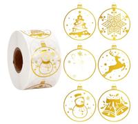 CYRENT Adesivi natalizi rotondi trasparenti in lamina d'oro pupazzo di neve decorazioni autoadesive per biglietti buste regali arti mestieri carta patinata 5 x 5 x 3 cm