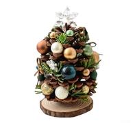 CYRENT Albero di Natale artificiale compatto, design a forma di pigna naturale, costruzione in legno per una lunga durata per decorare la tavola e l'ufficio (C)