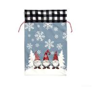CYRENT Borsa regalo grande a tema natalizio con coulisse con stampa di Babbo Natale in flanella per bambini (tre Rudolphs grigi)